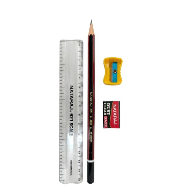 Stationary Set for Kids || 1 pencil, 1 Eraser, 1 Sharpener and 1 Scale
